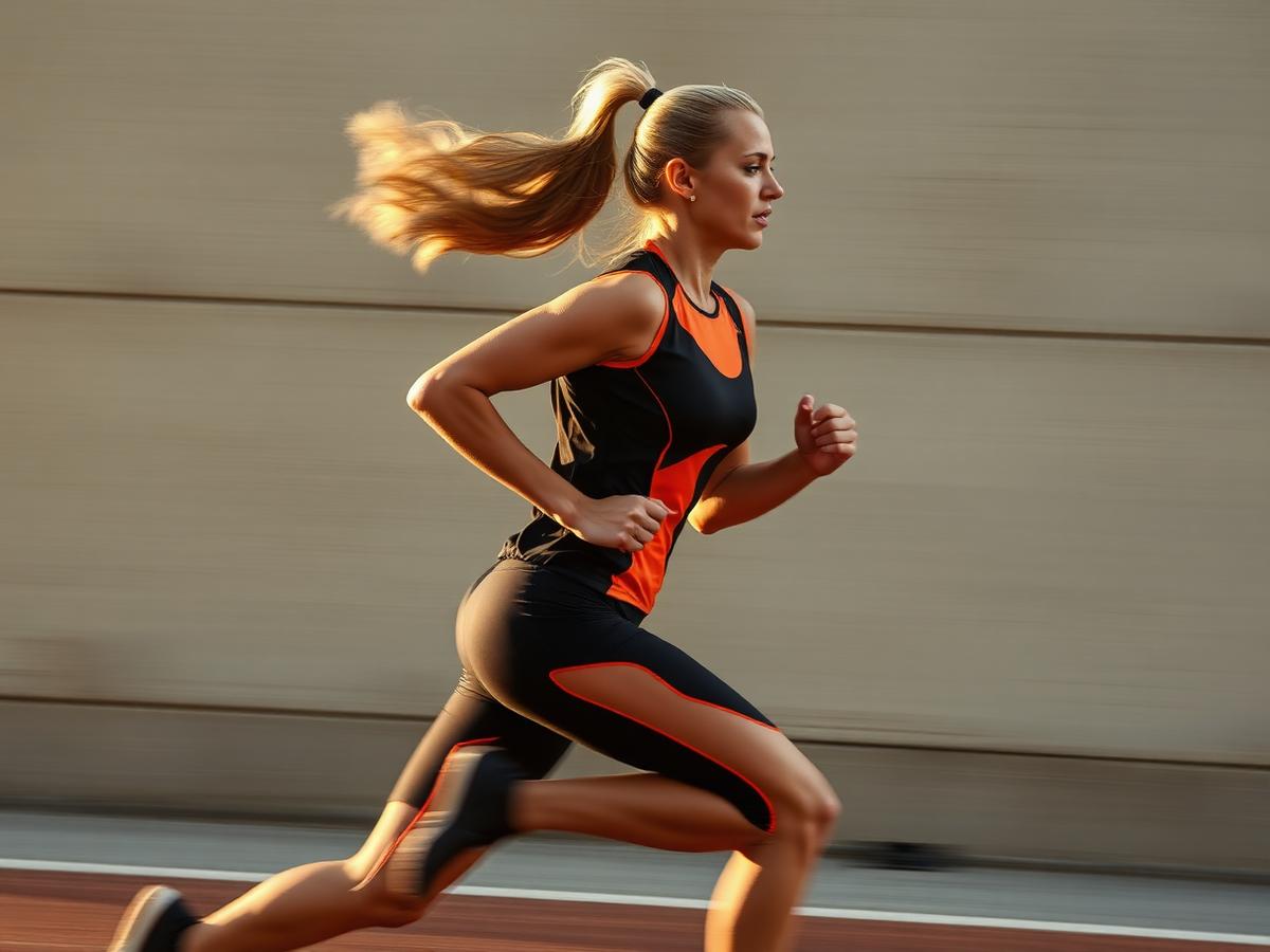 Female athlete running in premium sportswear