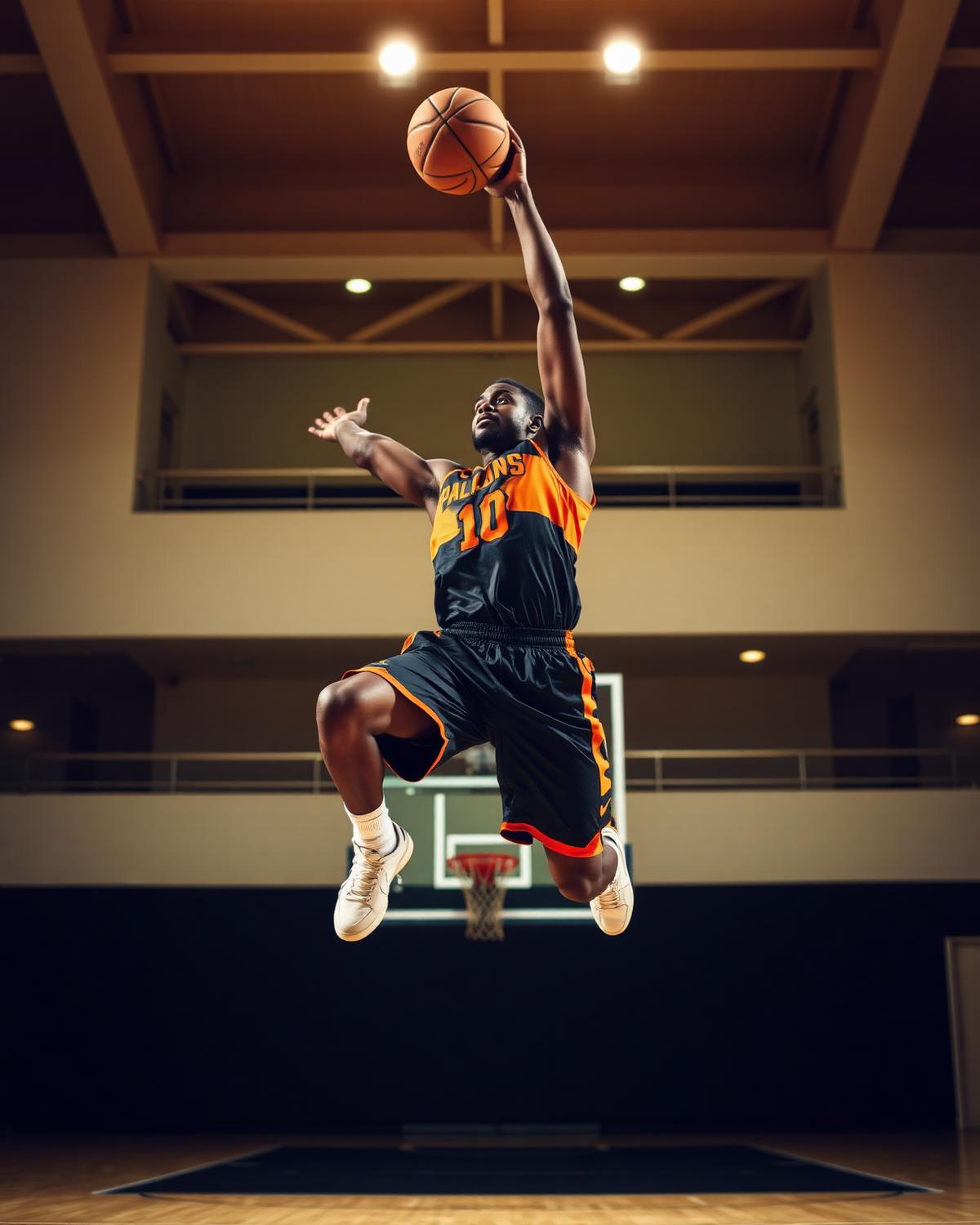 Basketball player mid-jump in premium sublimated jersey
