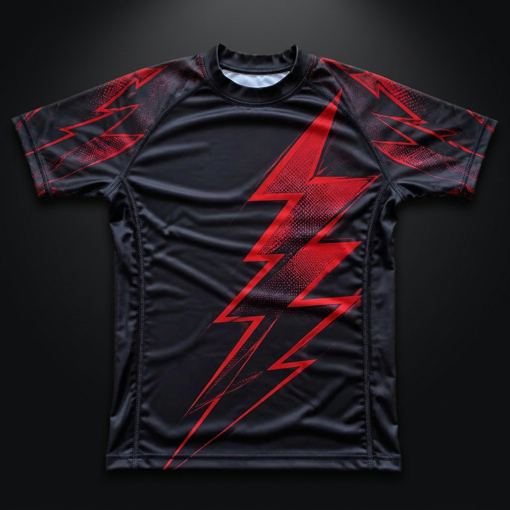 MMA Fight Shirt — Red Bolt — premium custom sportswear by Nawab Industry