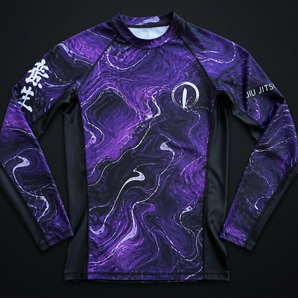 MMA Rash Guard — Purple Marble — premium custom sportswear by Nawab Industry
