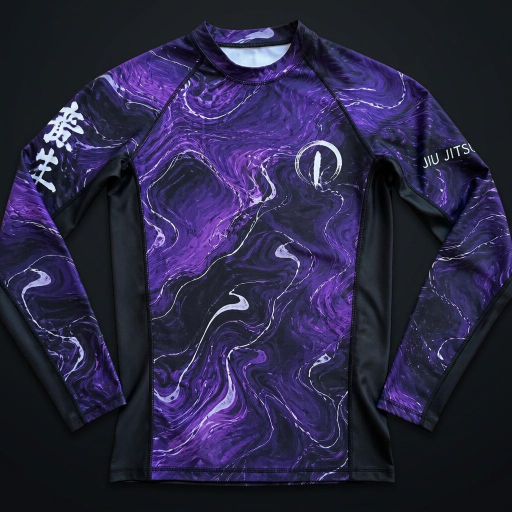 MMA Rash Guard — Purple Marble — premium custom sportswear by Nawab Industry