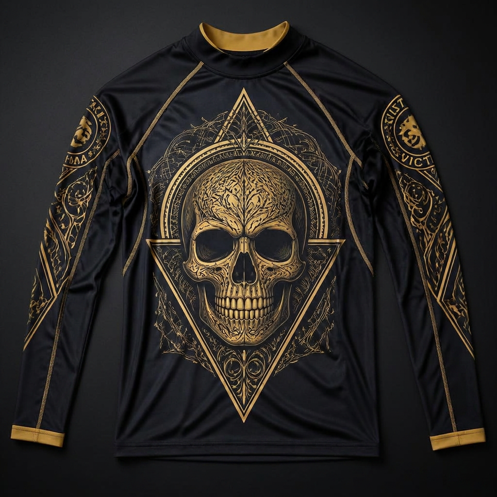 MMA Rash Guard — Gold Skull — premium custom sportswear by Nawab Industry