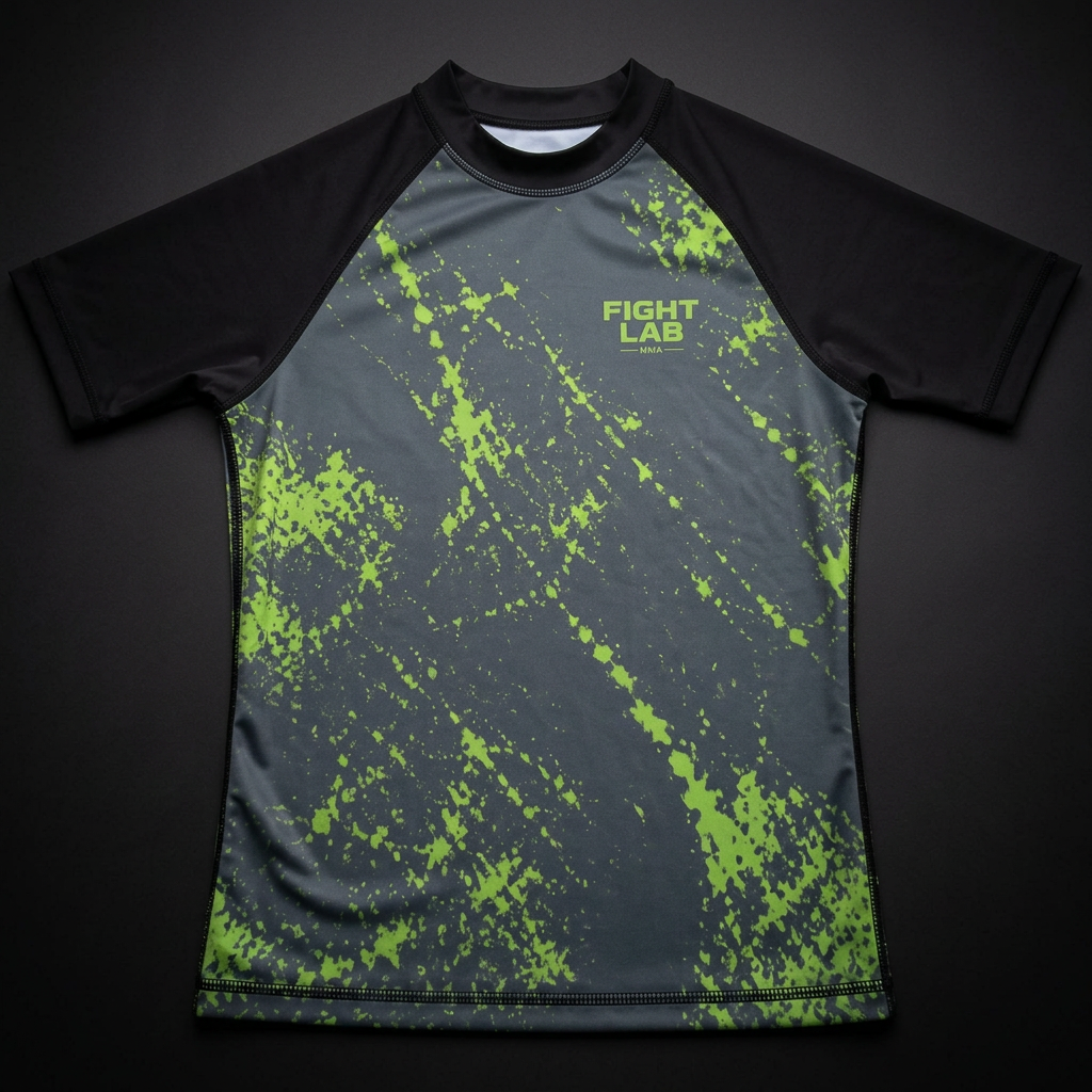 MMA Training Tee — Lime Splatter — premium custom sportswear by Nawab Industry