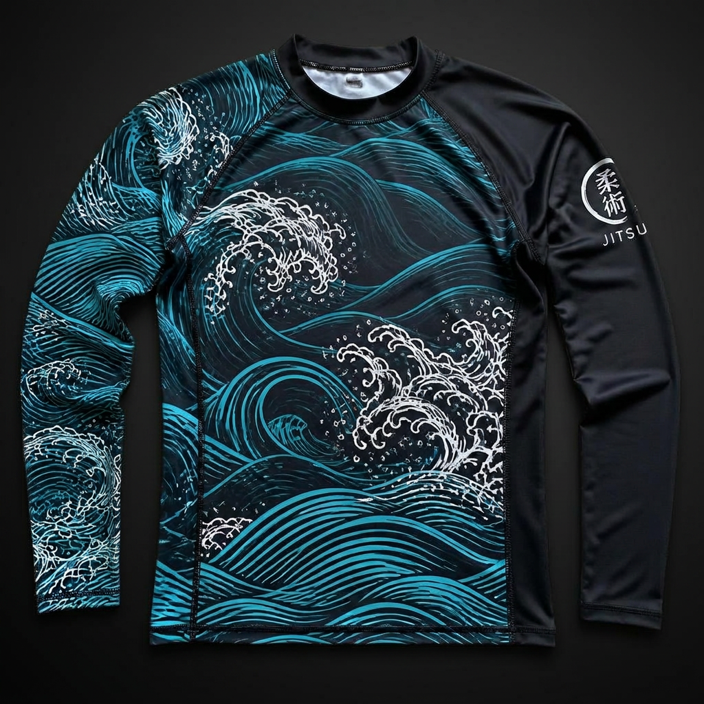 MMA Rash Guard — Teal Wave — premium custom sportswear by Nawab Industry