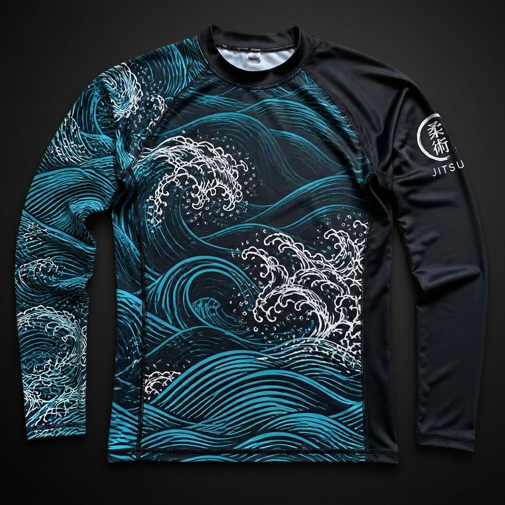 MMA Rash Guard — Teal Wave — premium custom sportswear by Nawab Industry