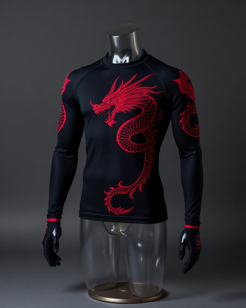 MMA Rash Guard — Red Dragon — premium custom sportswear by Nawab Industry
